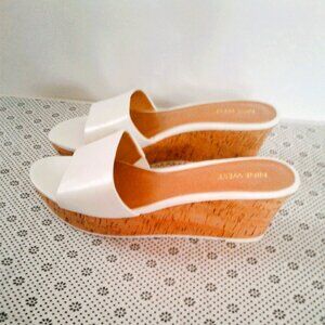 Nine West -Leather 1 strap slide on low wedge mule sandals Size 8 M - NEW